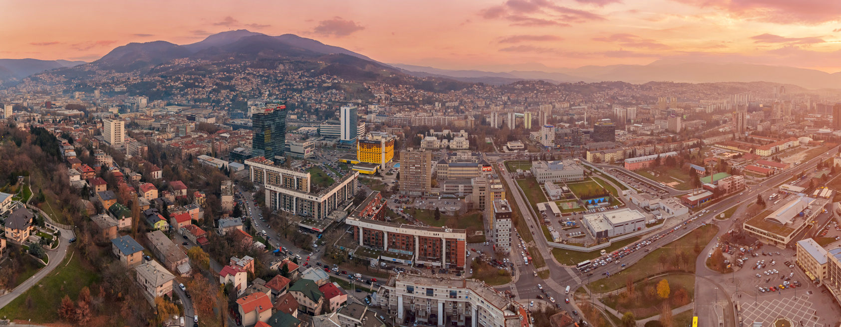 City of Sarajevo, Bosnia and Herzegovina. Panorama of Sarajevo.